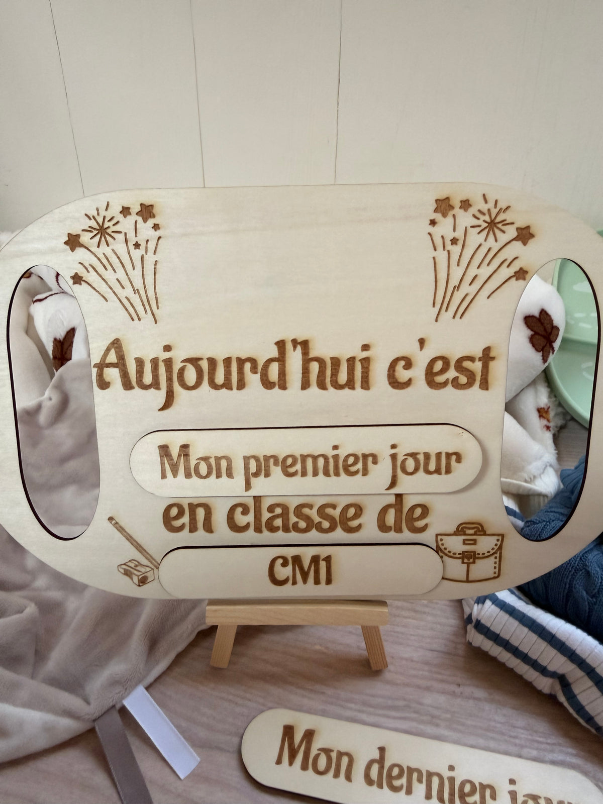 Panneau Rentrée & Fin d'Année Scolaire Réutilisable – Pancarte En Bois Évolutive