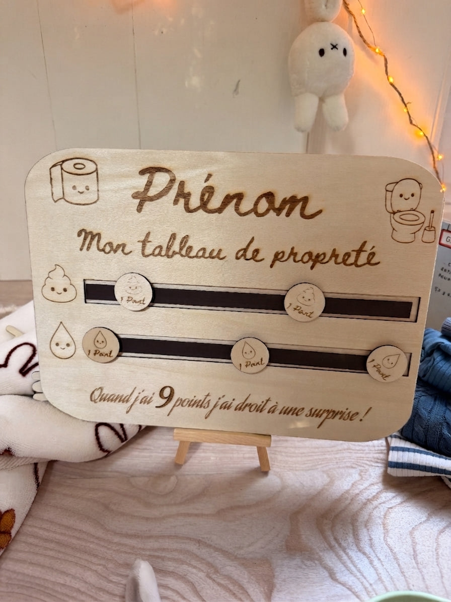 Tableau de Propreté Magnétique en Bois – Mon Tableau d'Apprentissage Montessori Personnalisable