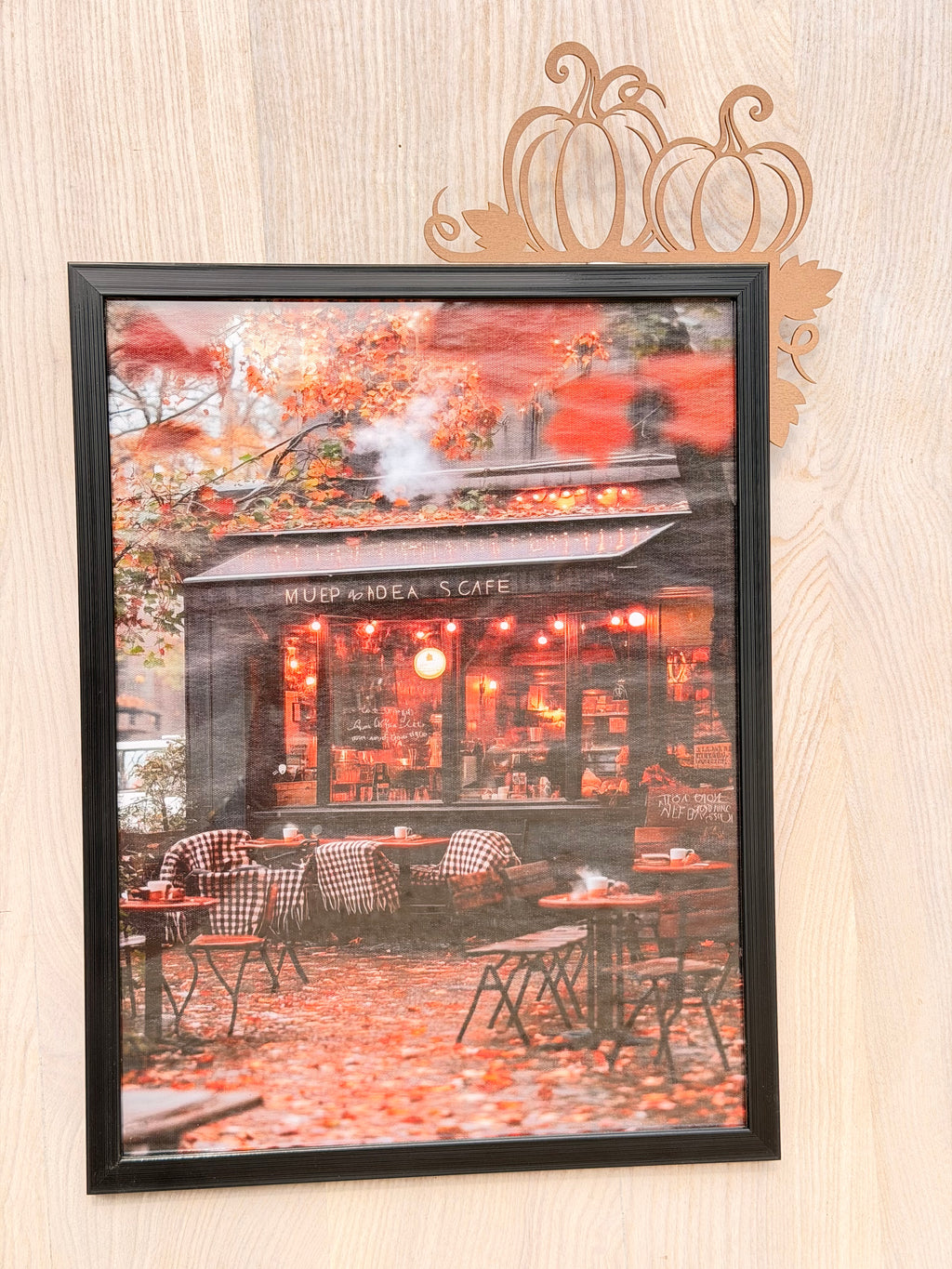 Corner Décoratif d'Angle — Motifs Automne (Citrouilles) | Décoration Murale et Cadre en Bois