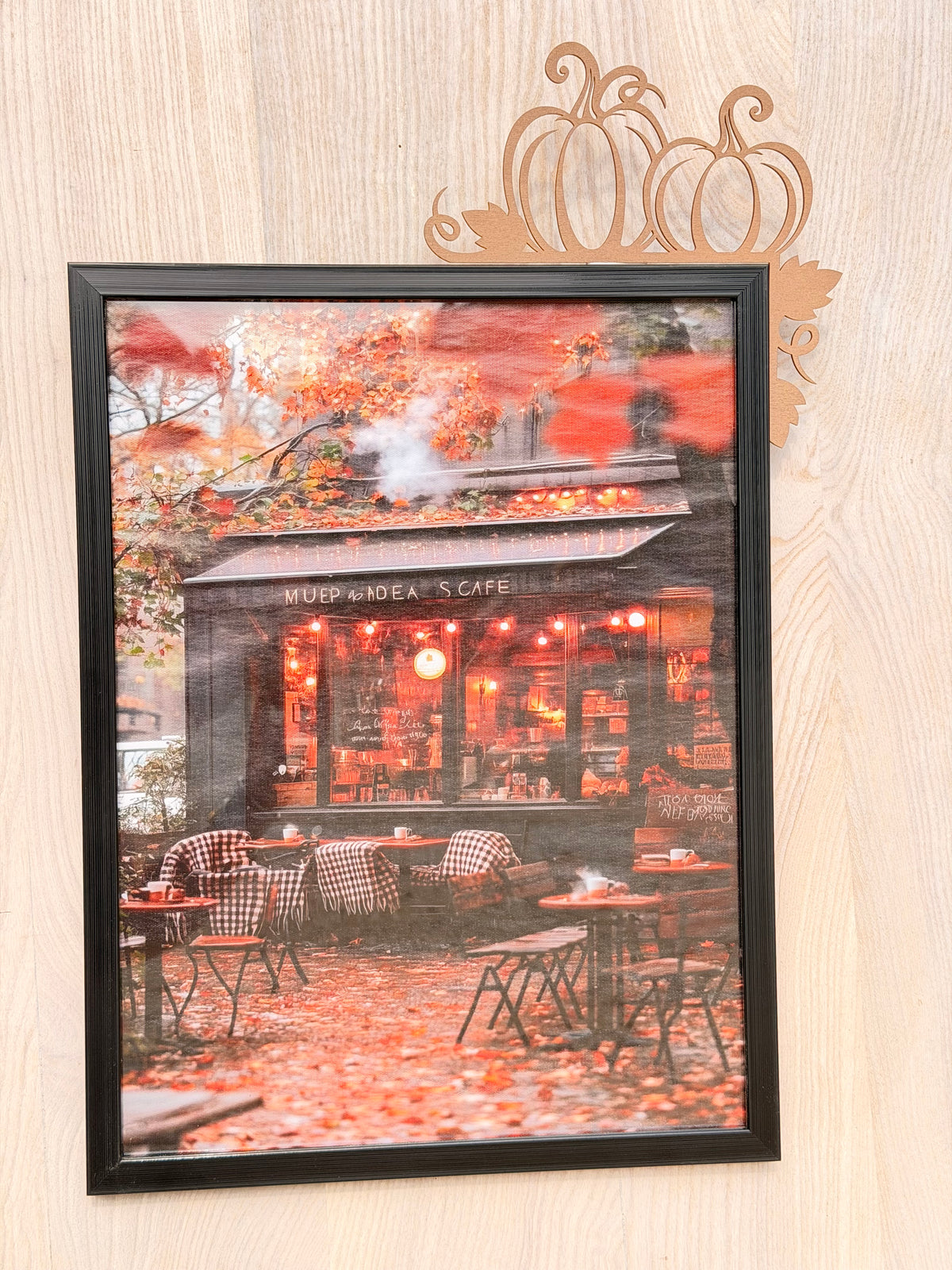 Corner Décoratif d'Angle — Motifs Automne (Citrouilles) | Décoration Murale et Cadre en Bois