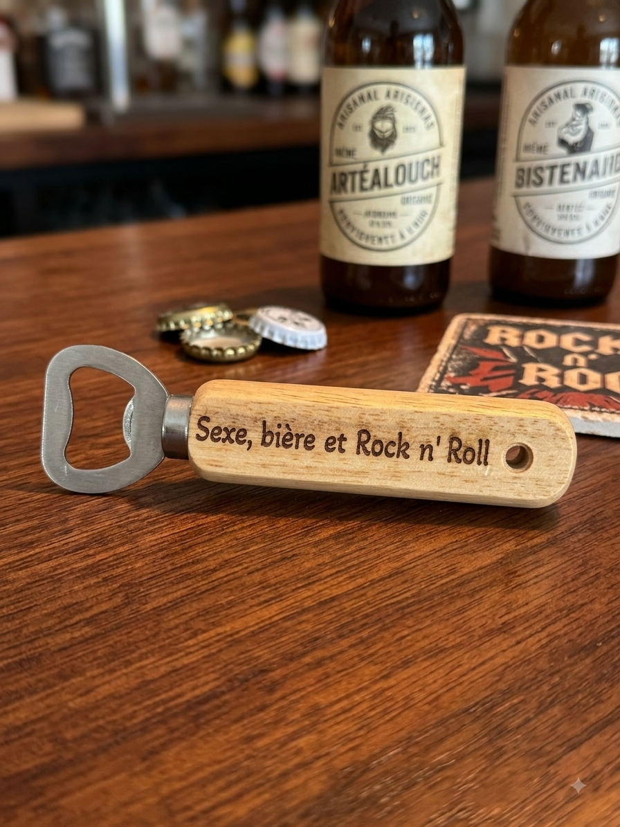 Ouvre-Bouteilles en Bois Gravés – Humour & Convivialité