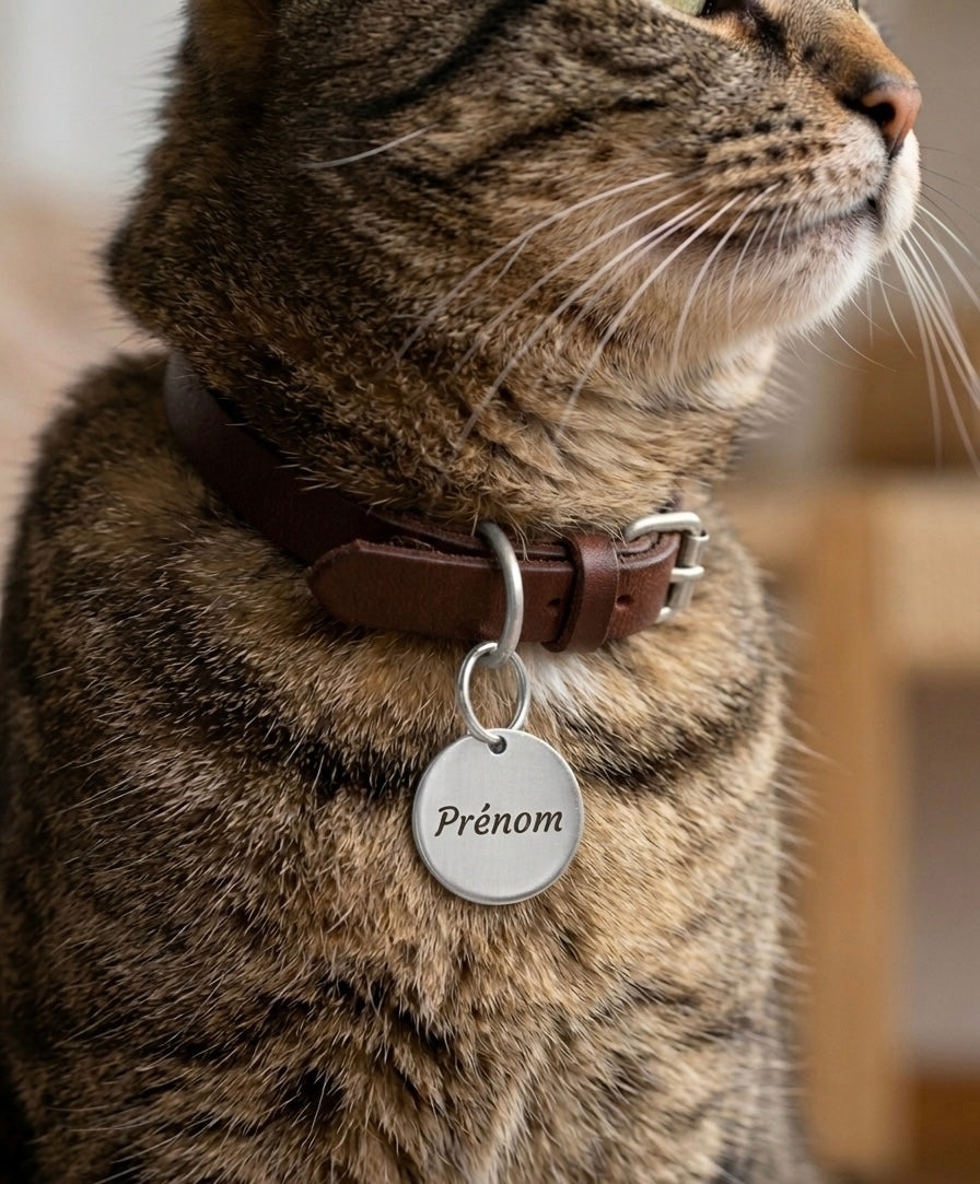 Médaille Gravée Personnalisée en Acier Inoxydable - Prénom, Message et Coordonnées