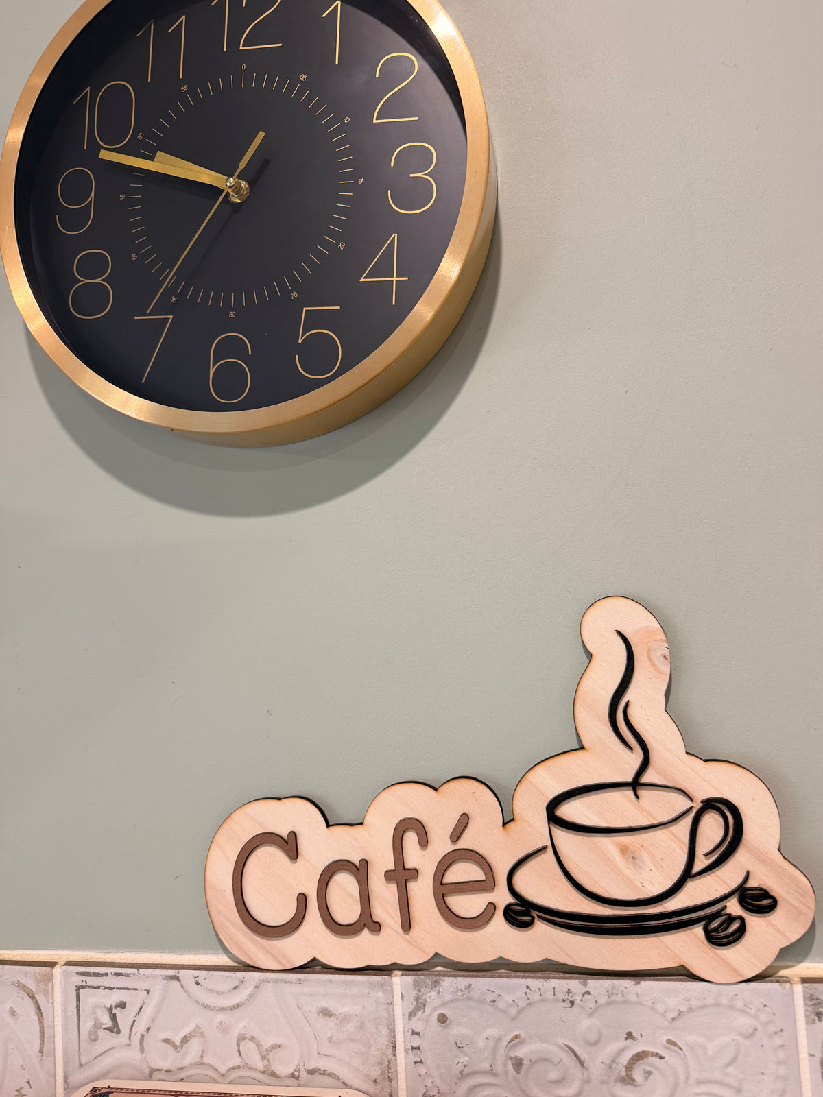 Pancarte "Café" en Bois Brut Peint à la Main - Déco Cuisine et Café - Fait Main